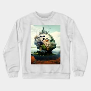 The Armored Angler: The Future of Fish Crewneck Sweatshirt